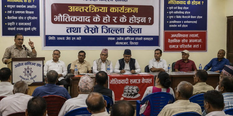 सिराहाबाट अन्धविश्वासविरुद्ध वैज्ञानिक चेतनाको अभियान: भौतिकवादबारे व्यापक बहस ।